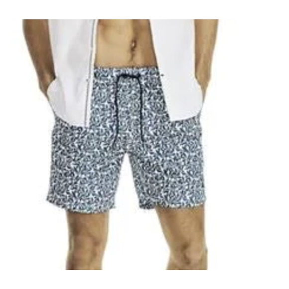 Nautica 8" Tree Print Swim Trunks | Mens M | Aqua Blue, NWT $70 - Picture 2 of 4